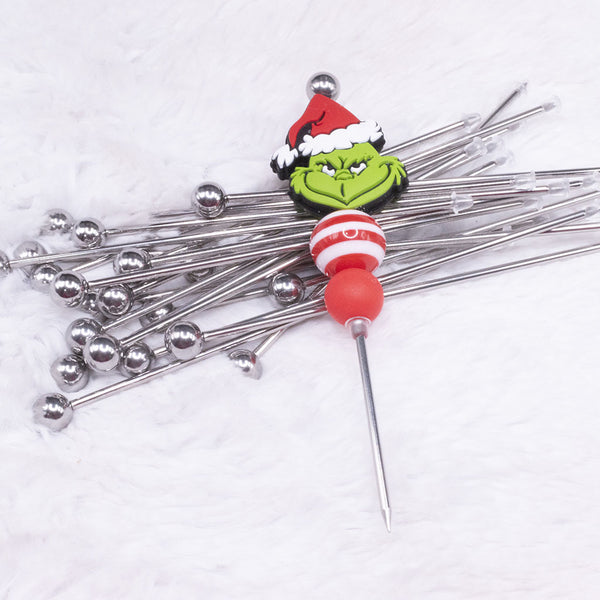 Top view of Ball top Silver Beadable Stainless Steel Picks inspriation