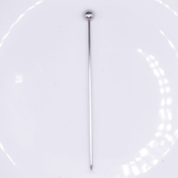 Top view of Ball top Silver Beadable Stainless Steel Picks