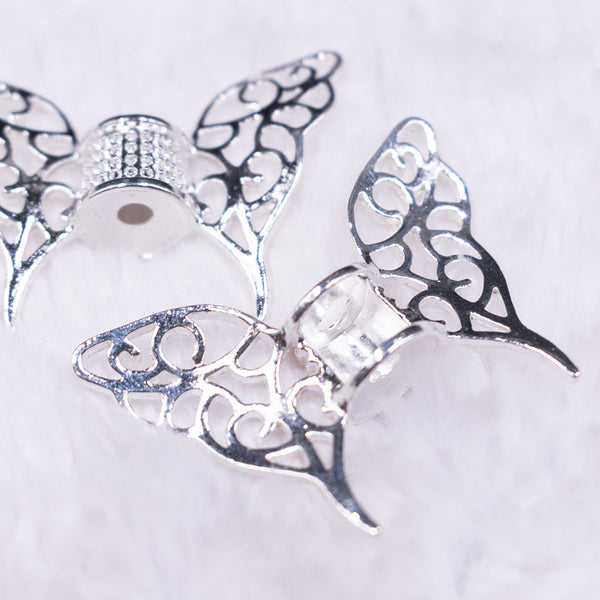 Silver Butterfly Wing Alloy Spacer beads