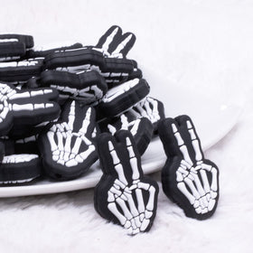 Skeleton Hand Peace Sign Silicone Focal Bead Accessory - 22mm x 35mm