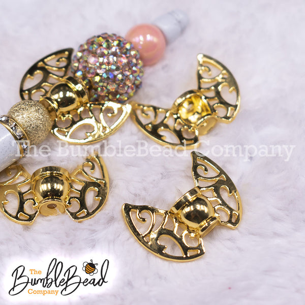 Front view of Small Gold Butterfly Wing Alloy Spacer beads