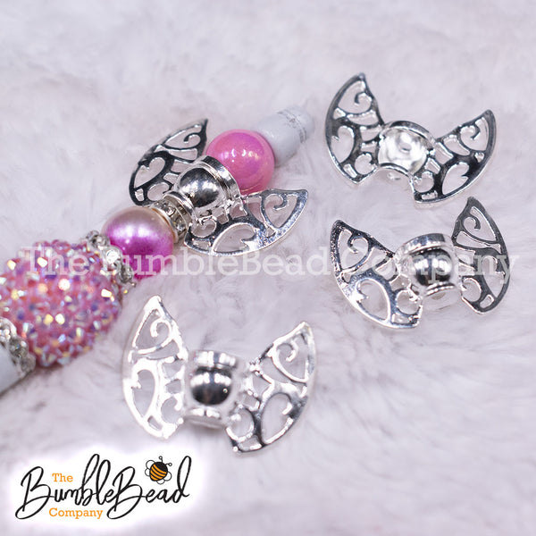 Top view of Small Silver Butterfly Wing Alloy Spacer beads