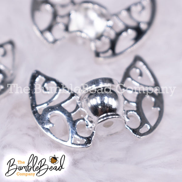 Macro view of Small Silver Butterfly Wing Alloy Spacer beads
