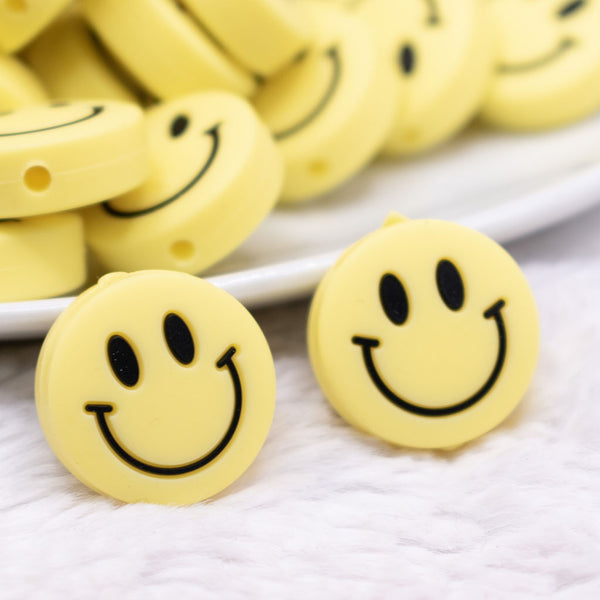 close up view of Yellow Smiley Face Silicone Focal Bead Accessory
