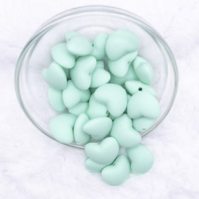 20mm Aqua Blue heart silicone bead