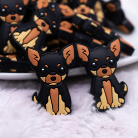 Black and Brown Dog Silicone Focal Bead Accessory