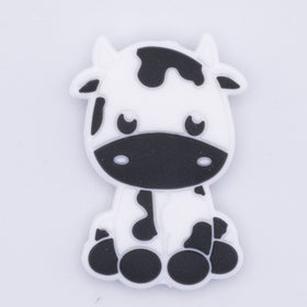 Black and White Cow Silicone Focal Bead Accessory - 22mm x 34mm