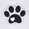 top view of Black and White Paw Print Silicone Focal Bead Accessory
