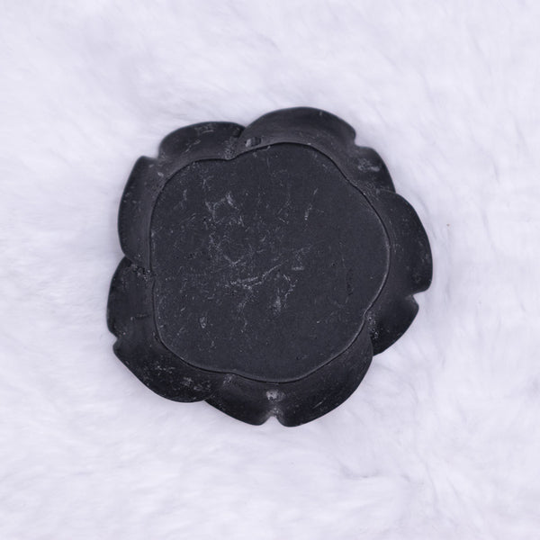 Back view of a 42mm Black Acrylic Rose Flower focal pendant