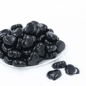 27mm Black Pearl Heart Acrylic Bubblegum Beads