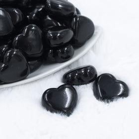 27mm Black Pearl Heart Acrylic Bubblegum Beads