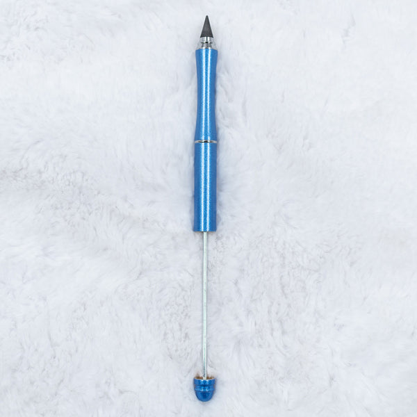 top view of a DIY Beadable Metal Everlasting Pencils blue