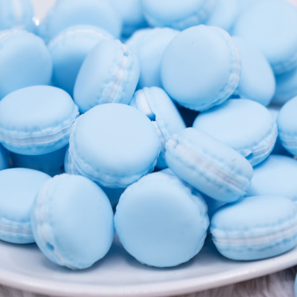close up view of Blue Macaroon Silicone Focal Bead Accessory