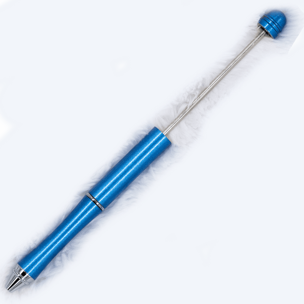 Top View of Blue DIY Beadable Pens - Metal