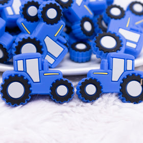 Blue Tractor Silicone Focal Bead Accessory