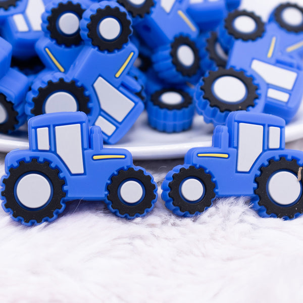 macro view of a Blue Tractor Silicone Focal Bead Accessory