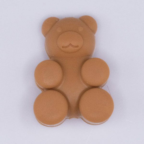 macro view of Brown Bear Silicone Focal Bead Accessory - 21mm x 29mm