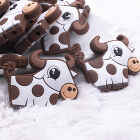 Brown Cow Silicone Focal Bead Accessory - 40mm x 32mm