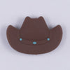 Top view of a Brown Cowboy Hat Silicone Focal Bead Accessory - 21mm x 16mm