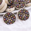 macro view of a pile of Donut with Brown Icing and Sprinkles Silicone Focal Bead Accessory - 28mm