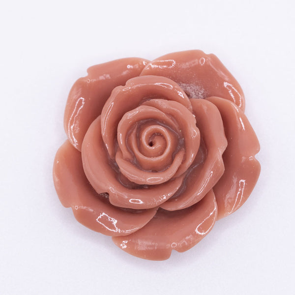 Top view of a 42mm Brown Acrylic Rose Flower focal pendant