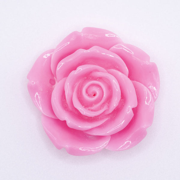 Front view of a 42mm Bubblegum Pink Acrylic Rose Flower focal pendant