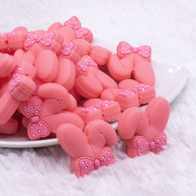Coral Bunny Ears Silicone Focal Bead Accessory - 26mm x 26mm