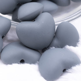 20mm Dark Gray heart silicone bead