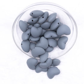 20mm Dark Gray heart silicone bead
