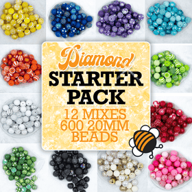 20mm Diamond STARTER PACK Chunky Acrylic Bubblegum Bead Mix - 600 BEADS!