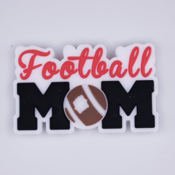 Macro view of Football Mom Silicone Focal Bead Accessory