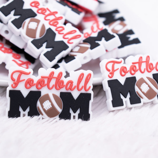 Front view of Football Mom Silicone Focal Bead Accessory