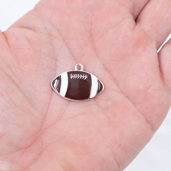 Close up view of Football Enamel Pendant 21mm