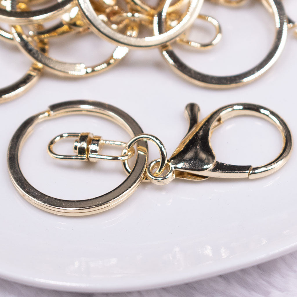 10pcs/lot Flat Key Chain Key Ring Keychain With Lobster Clasps Long Round  Split Keyrings Keychain For Jewelry Making Findings