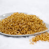front view of a pile of 8mm Golden Iron Split Rings for Jewelry Making