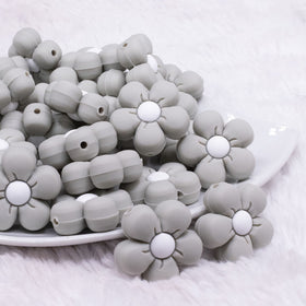 Gray Flower Silicone Focal Bead Accessory - 26mm x 26mm