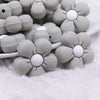 macro view of Gray Flower Silicone Focal Bead Accessory - 26mm x 26mm