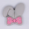 close up view of Gray Bunny Ears Silicone Focal Bead Accessory - 26mm x 26mm