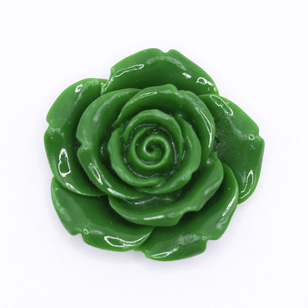 Front view of a 42mm Green Acrylic Rose Flower focal pendant
