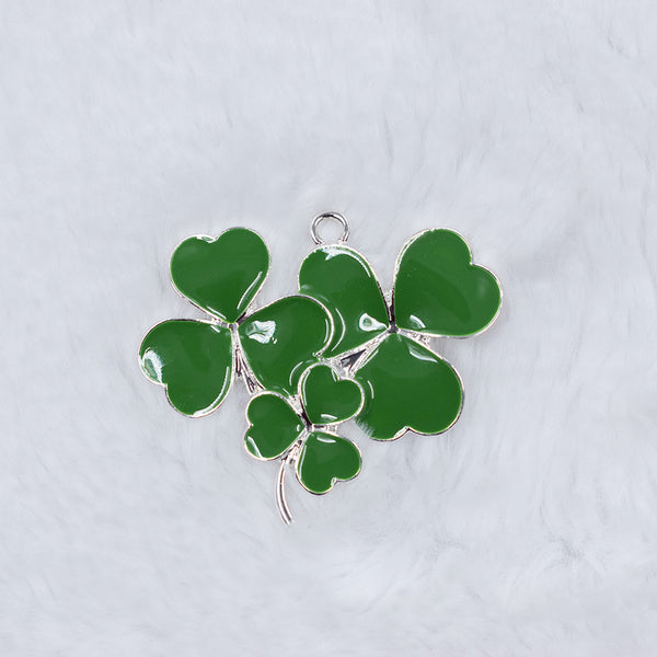Top view of a Green Clover Enamel Pendant 45*40mm