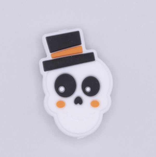 top view of Skull Face Silicone Focal Bead Accessory - 20mm x 29mm