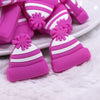 front view of a Hot Pink Beanie Winter Tobogan Silicone Focal Bead Accessory - 26mm x 27mm