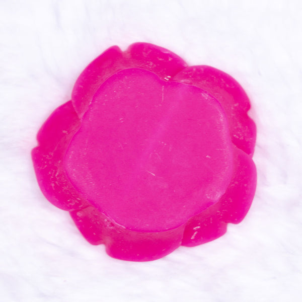 Back view of a 42mm Hot Pink Acrylic Rose Flower focal pendant