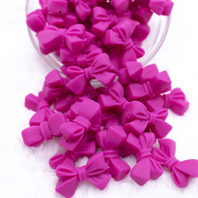 27mm Hot Pink Bow Knot silicone bead