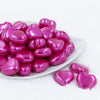Front view of a pile of 27mm Hot Pink Pearl Heart Acrylic Bubblegum Beads