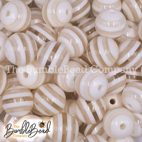 16mm Cream Striped Bubblegum Beads
