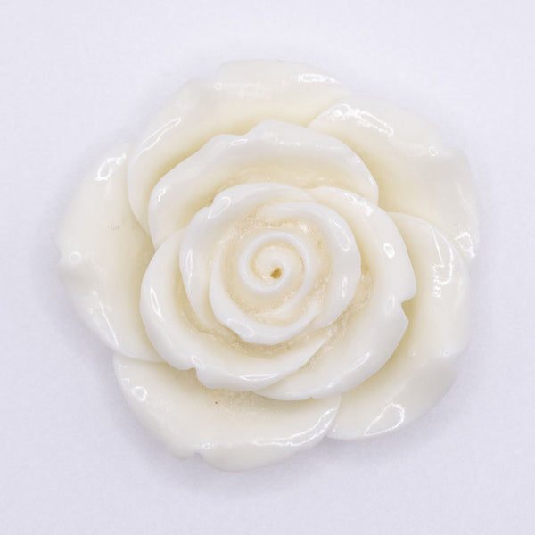 Front view of a 42mm Ivory Acrylic Rose Flower focal pendant