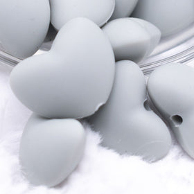 20mm Light Gray heart silicone bead