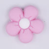 close up view of Light Pink Flower Silicone Focal Bead Accessory - 26mm x 26mm