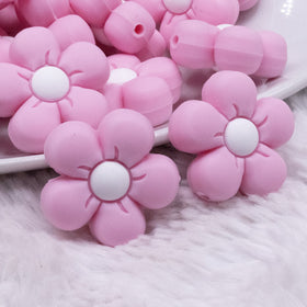 Light Pink Flower Silicone Focal Bead Accessory - 26mm x 26mm
